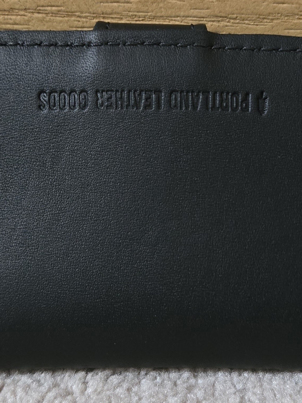 Portland Leather Black Leather Snap Bi-foldWallet w/ Brushed Metal Logo Button - Picture 3 of 7